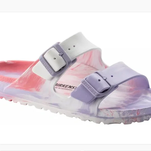 Birkenstock Women's Arizona Essentials EVA Sandals Purple Fog Swirl NWT MSRP $50 - Picture 2 of 11